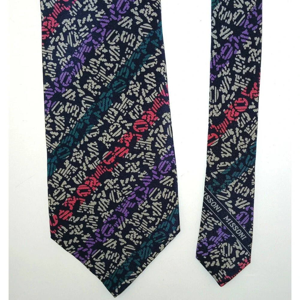 Missoni Cravatte Men's Tie 100% Silk  Necktie Letters Print Multicolor Spain